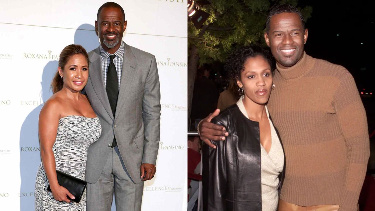 Brian McKnight with his current spouse, Leilani Mendoza (left), and his ex-wife, Julie McKnight (right).
