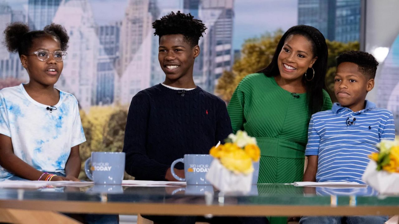Sheinelle Jones with her three children: sons Kayin and Uche Jr., and daughter, Clara.