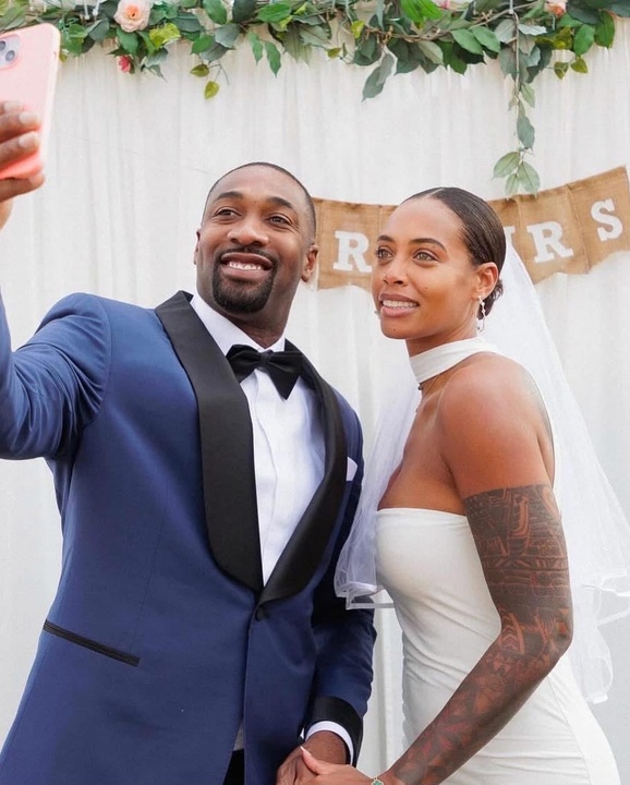 Gilbert Arenas with his wife, Melli Monaco.