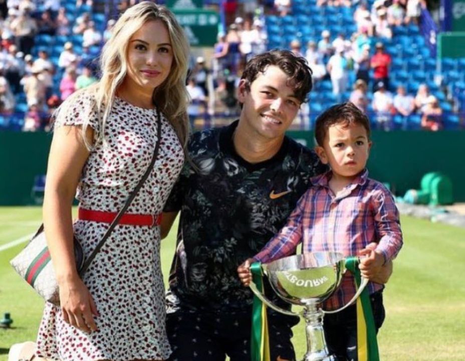 Taylor Fritz with his ex-wife and son.